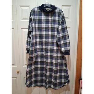 VTG 80s L.L. Bean Made In USA Flannel Nightgown Cotton Plaid Women's XL Grandma